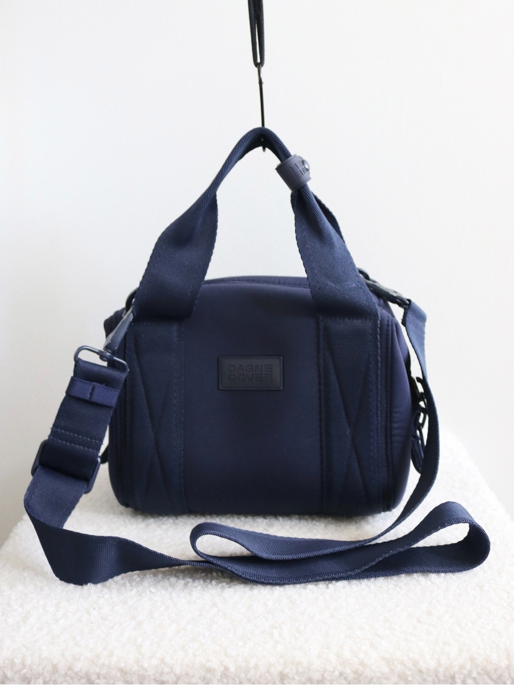 Dagne Dover Landon Extra Small Neoprene Carryall Duffle Bag Navy Blue